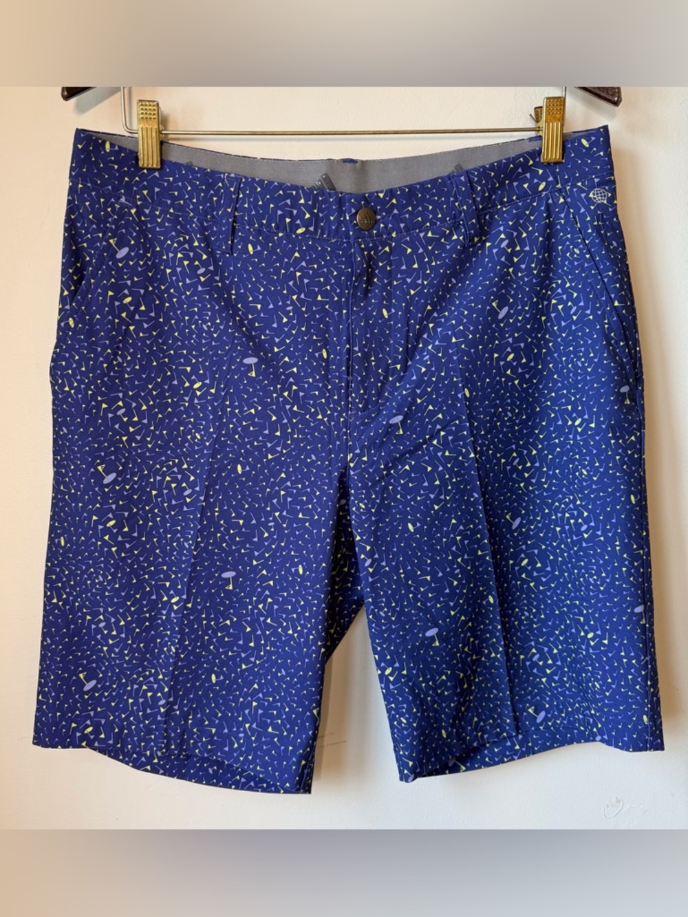 Adidas performance shorts golf novelty print zip fly pockets comfort NWT